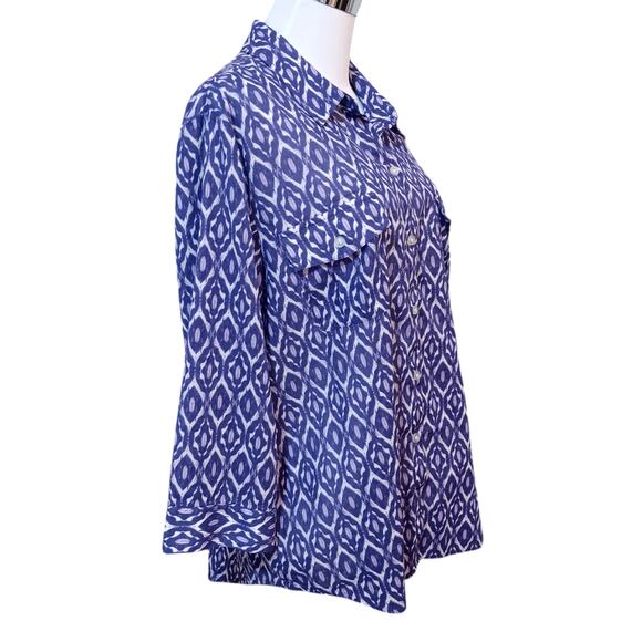 CHICO'S 3 Lightweight Shirt‎ Blouse Top 16 XL Casual Office Pockets Purple White - Picture 3 of 10